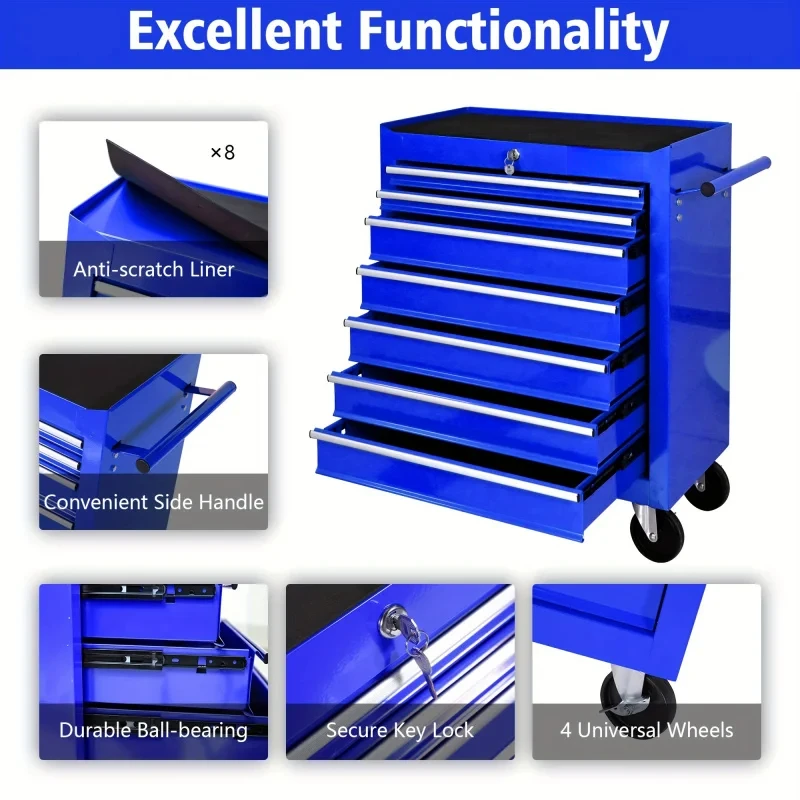 7 Drawers Blue Multifunctional - Tools Trolley For Workshop 评论和价格