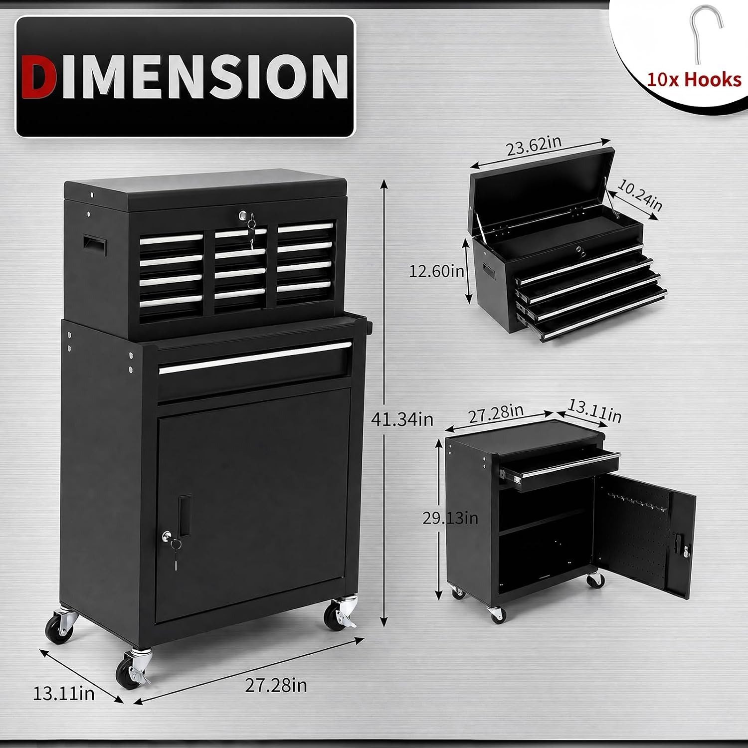 5 Drawer Rolling Tool Cabinet  - Tools Trolley For Workshop 评论和价格