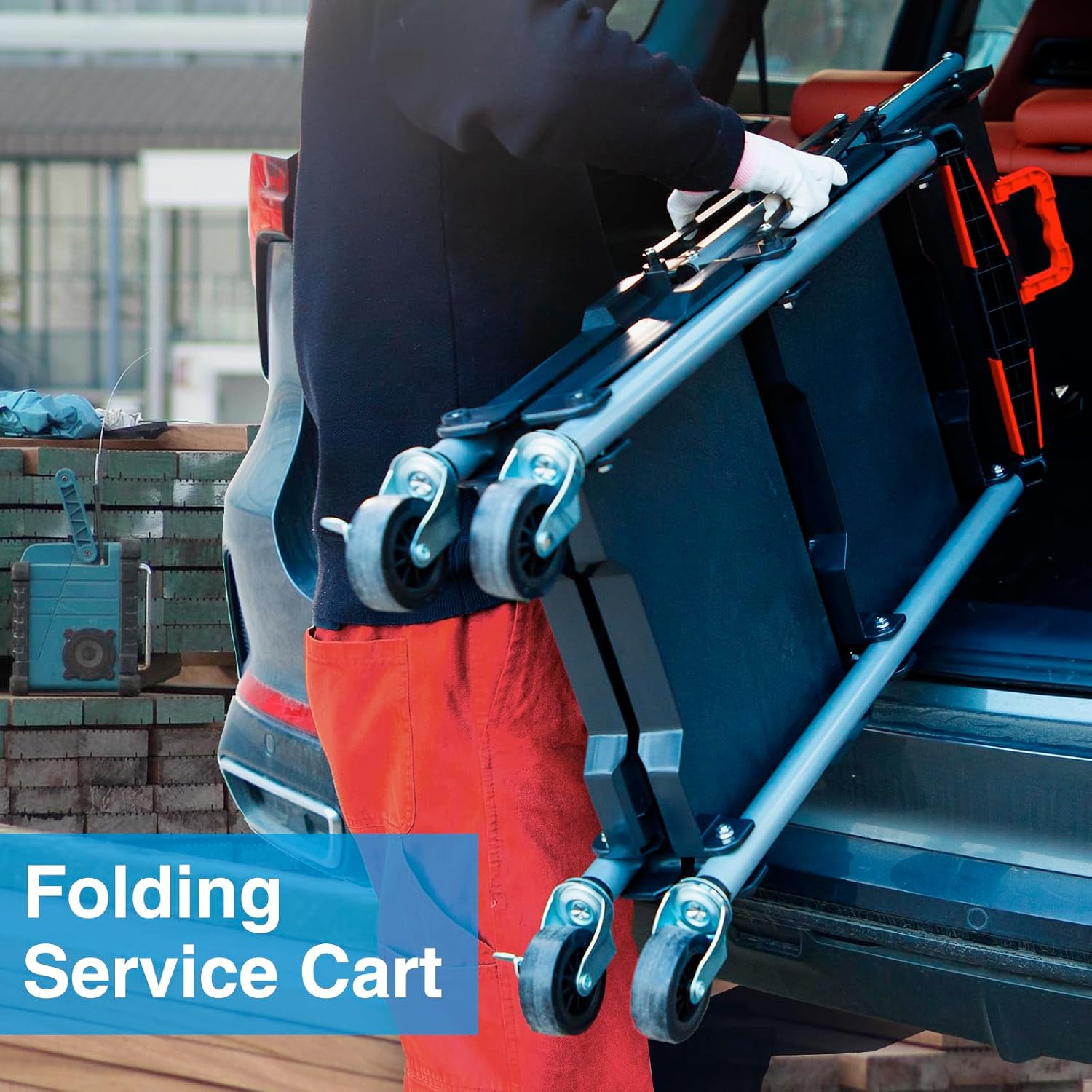 3-Shelf Foldable Rolling Utili - Tools Trolley For Workshop 评论和价格