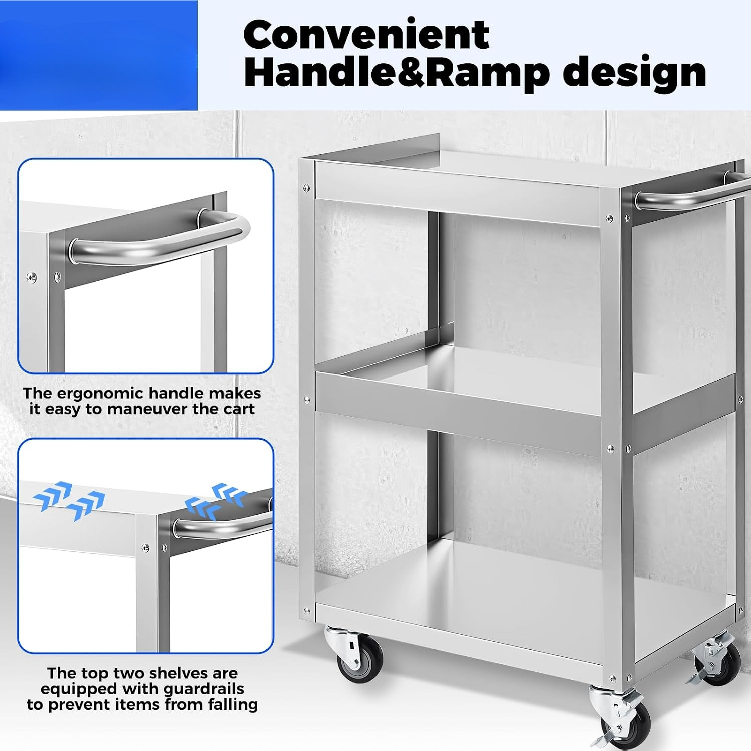 3-Tier Stainless Steel Rolling - Tools Trolley For Workshop 评论和价格